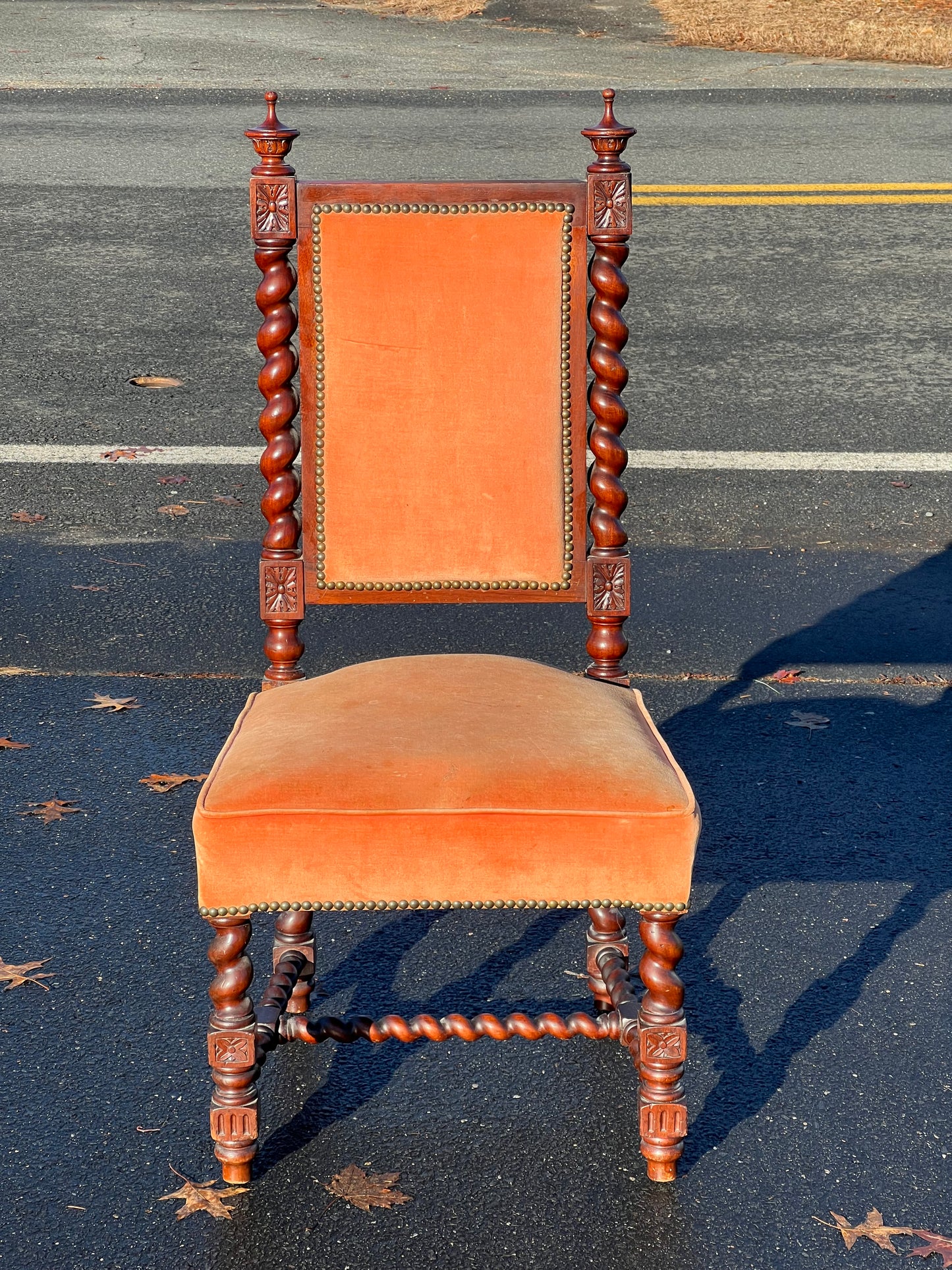 Antique Renaissance Revival Mahogany Barley Twist Parlor Chair c. 1850