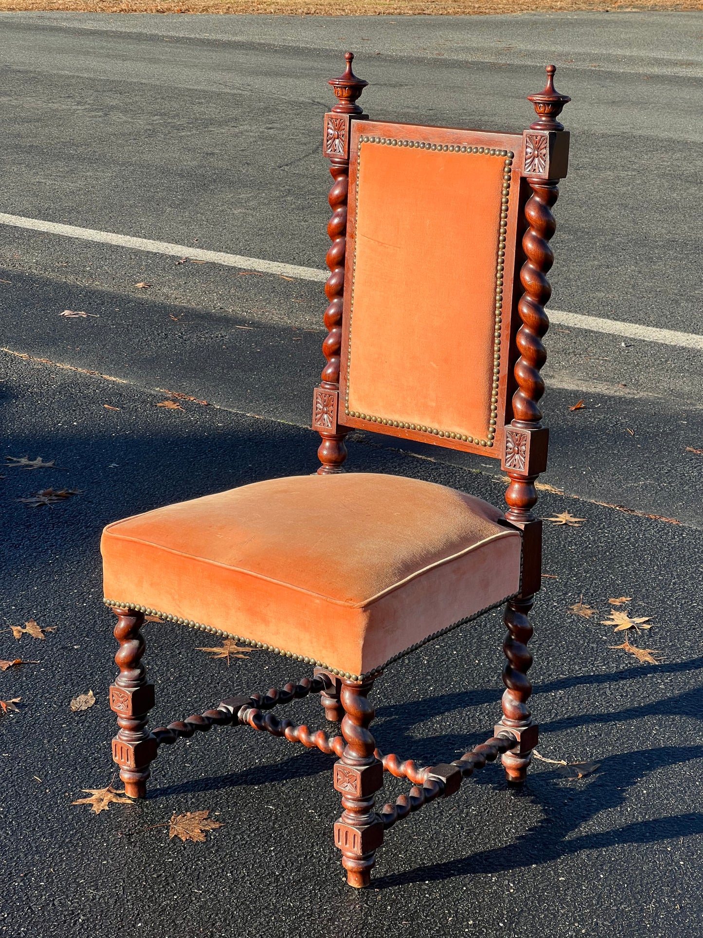 Antique Renaissance Revival Mahogany Barley Twist Parlor Chair c. 1850