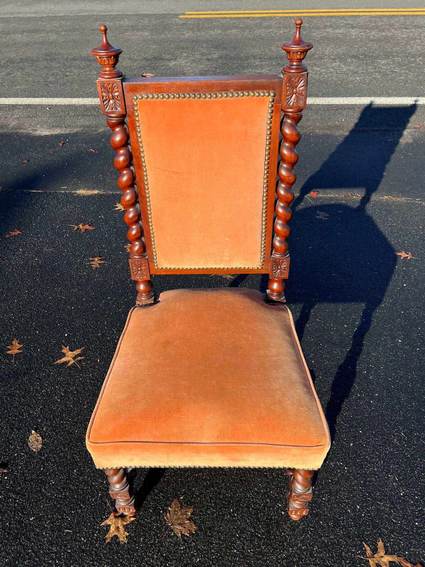 Antique Renaissance Revival Mahogany Barley Twist Parlor Chair c. 1850