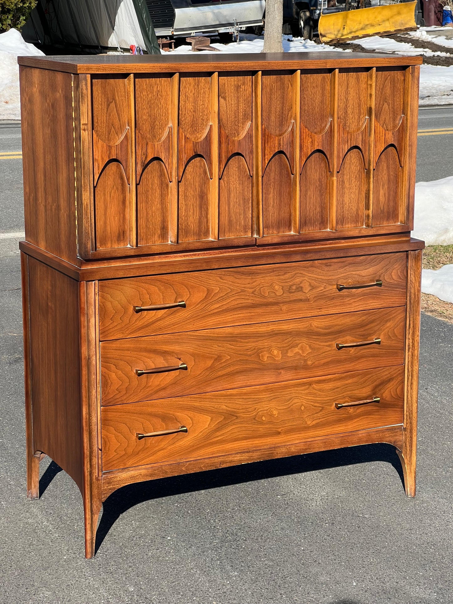 Mid Century Modern Perspecta by Kent Coffey Walnut and Rosewood Tall Chest