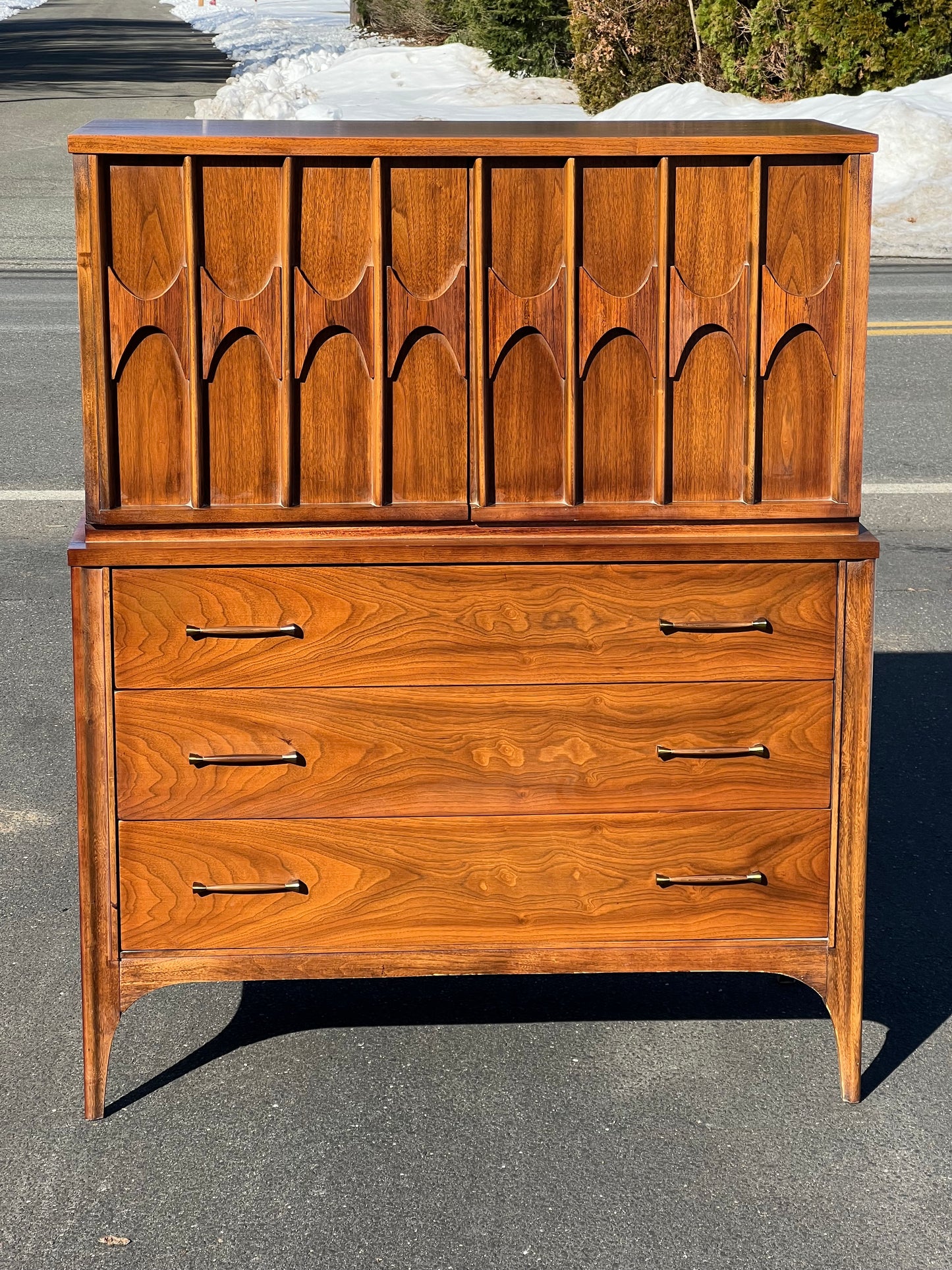 Mid Century Modern Perspecta by Kent Coffey Walnut and Rosewood Tall Chest