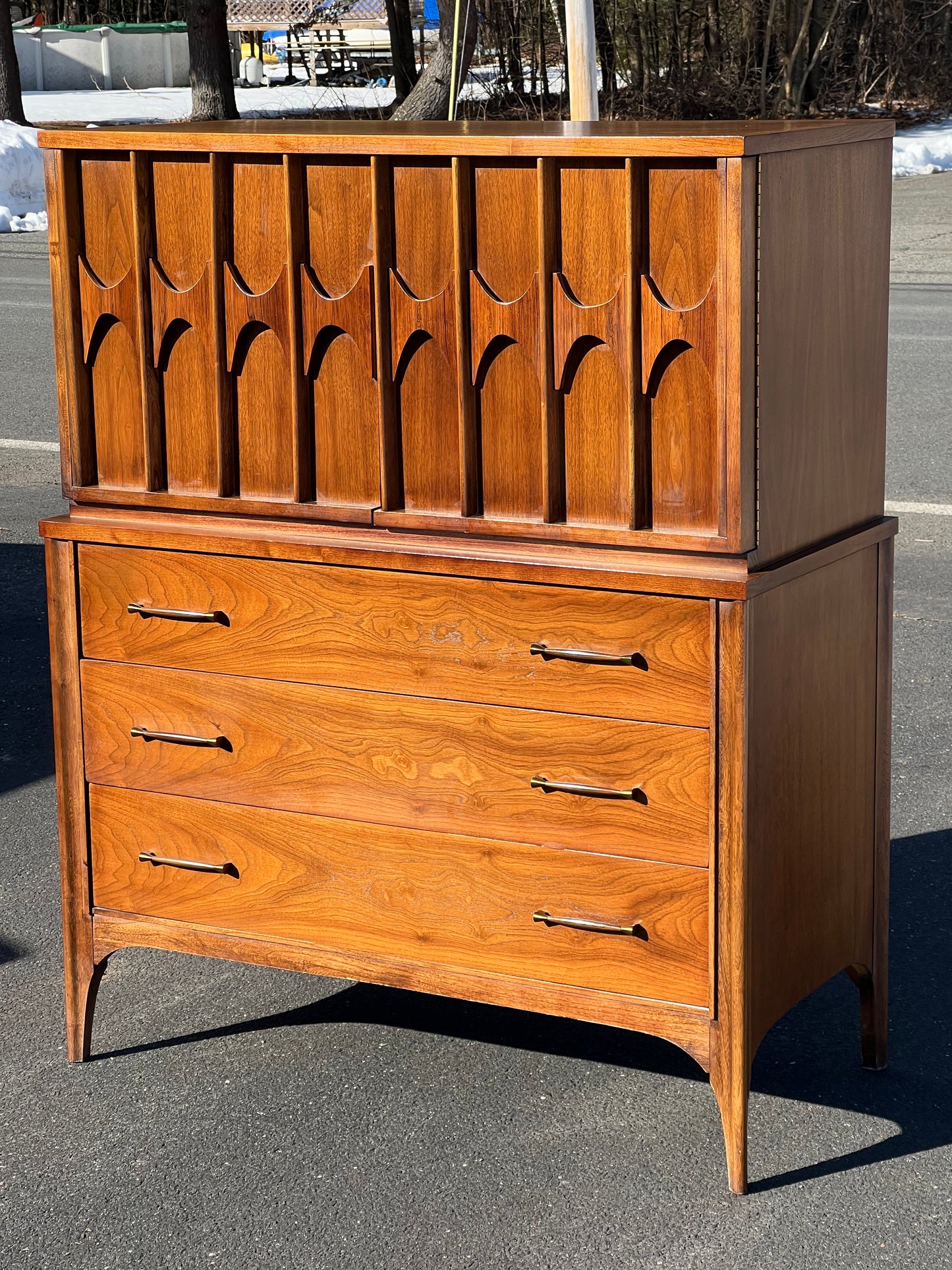 Mid Century Modern Perspecta by Kent Coffey Walnut and Rosewood Tall Chest