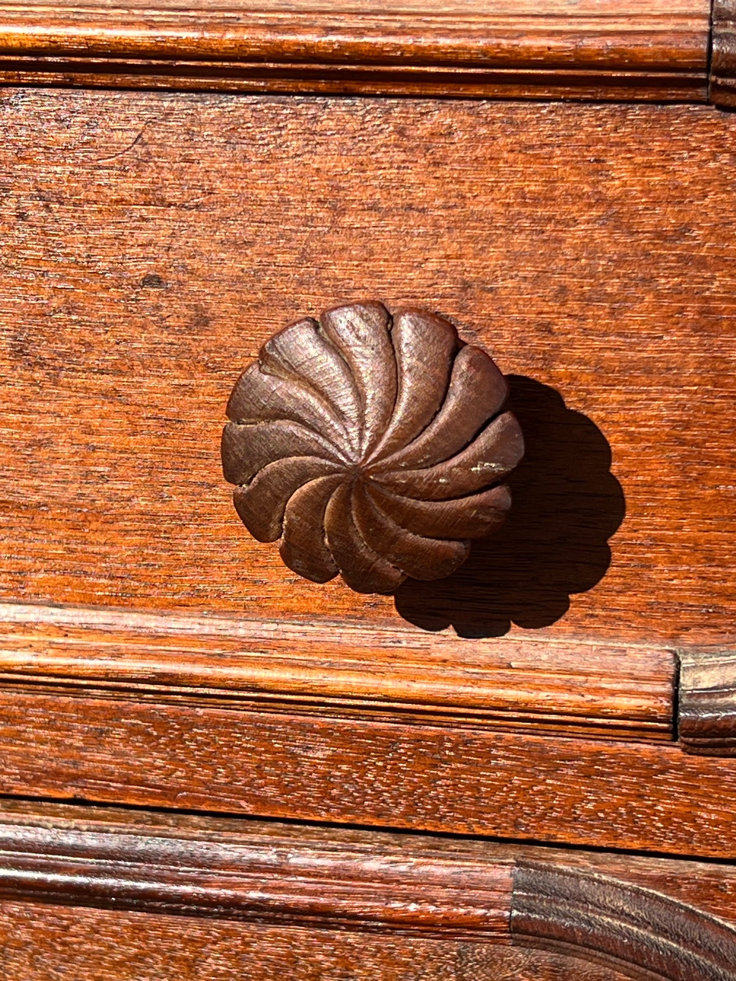 Early Victorian Walnut Four Drawer Marble Top Chest in the Rococo Style c. 1850