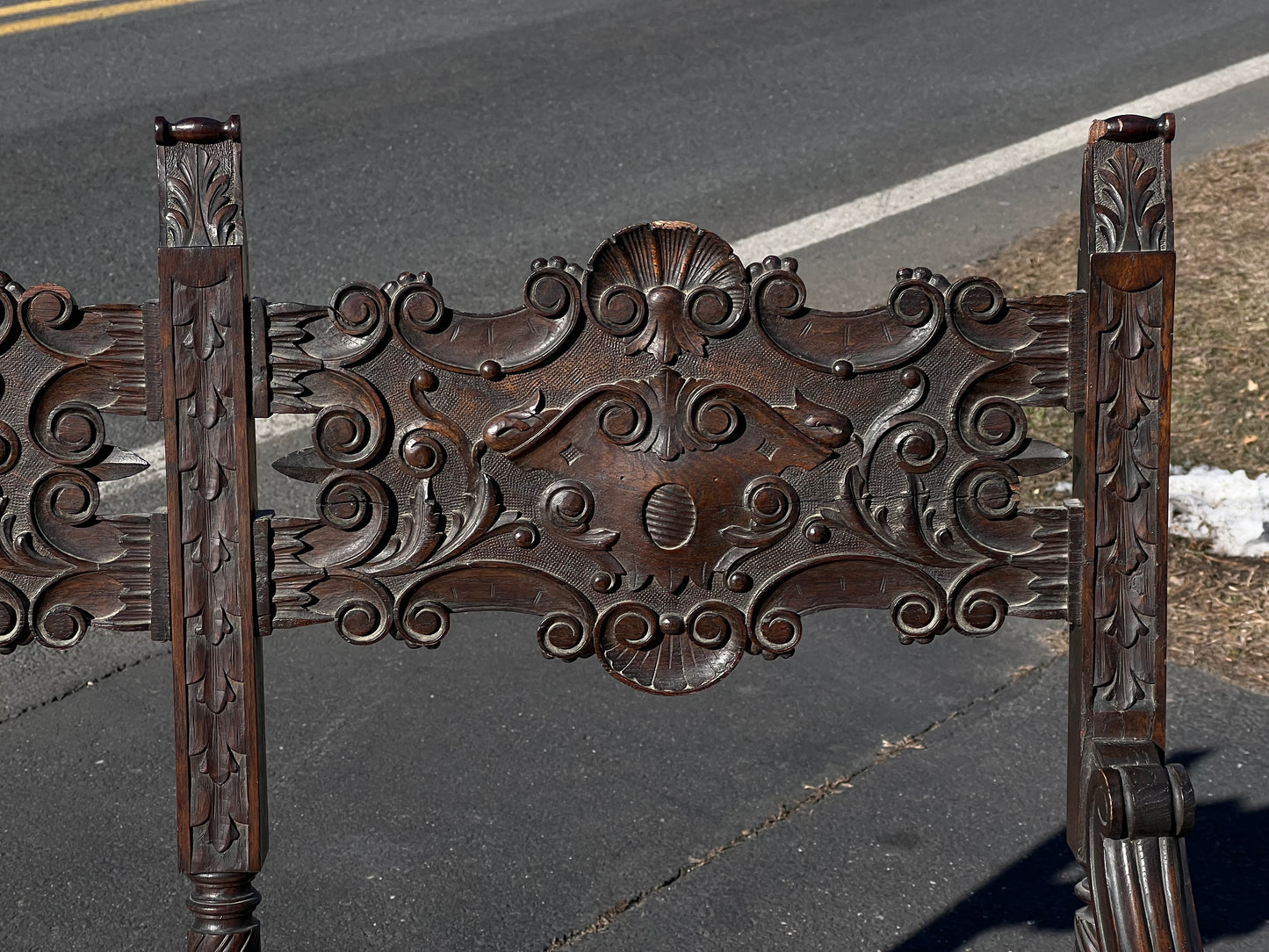 Great 19th Century Antique Renaissance Revival Carved Oak Settee