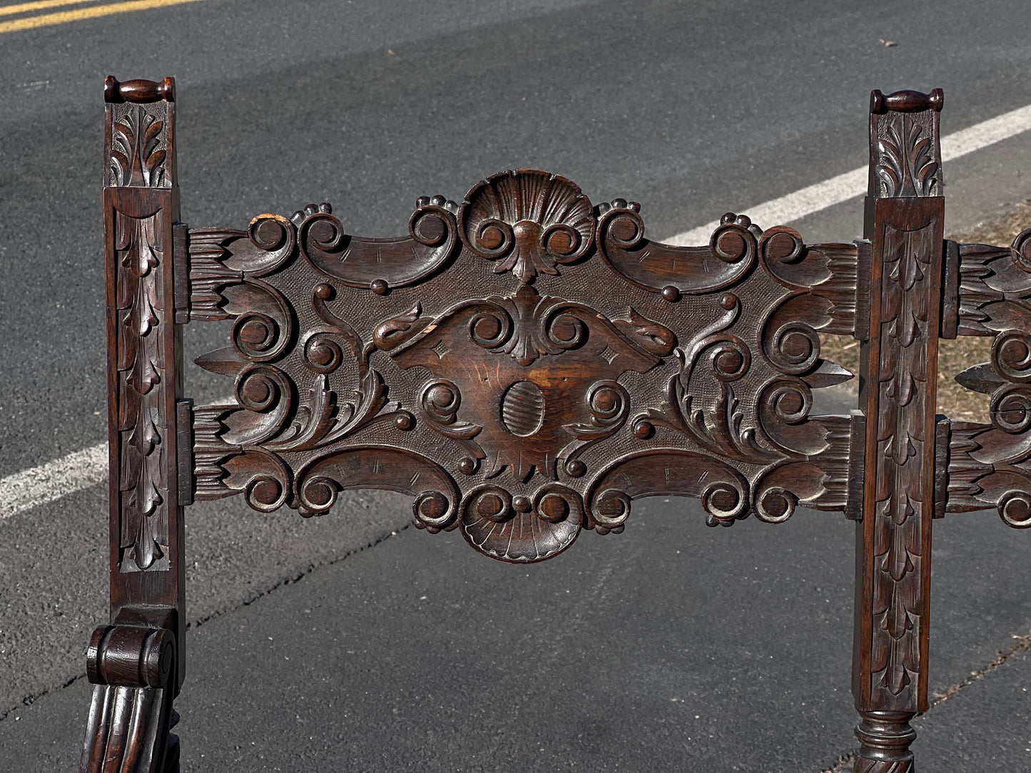 Great 19th Century Antique Renaissance Revival Carved Oak Settee