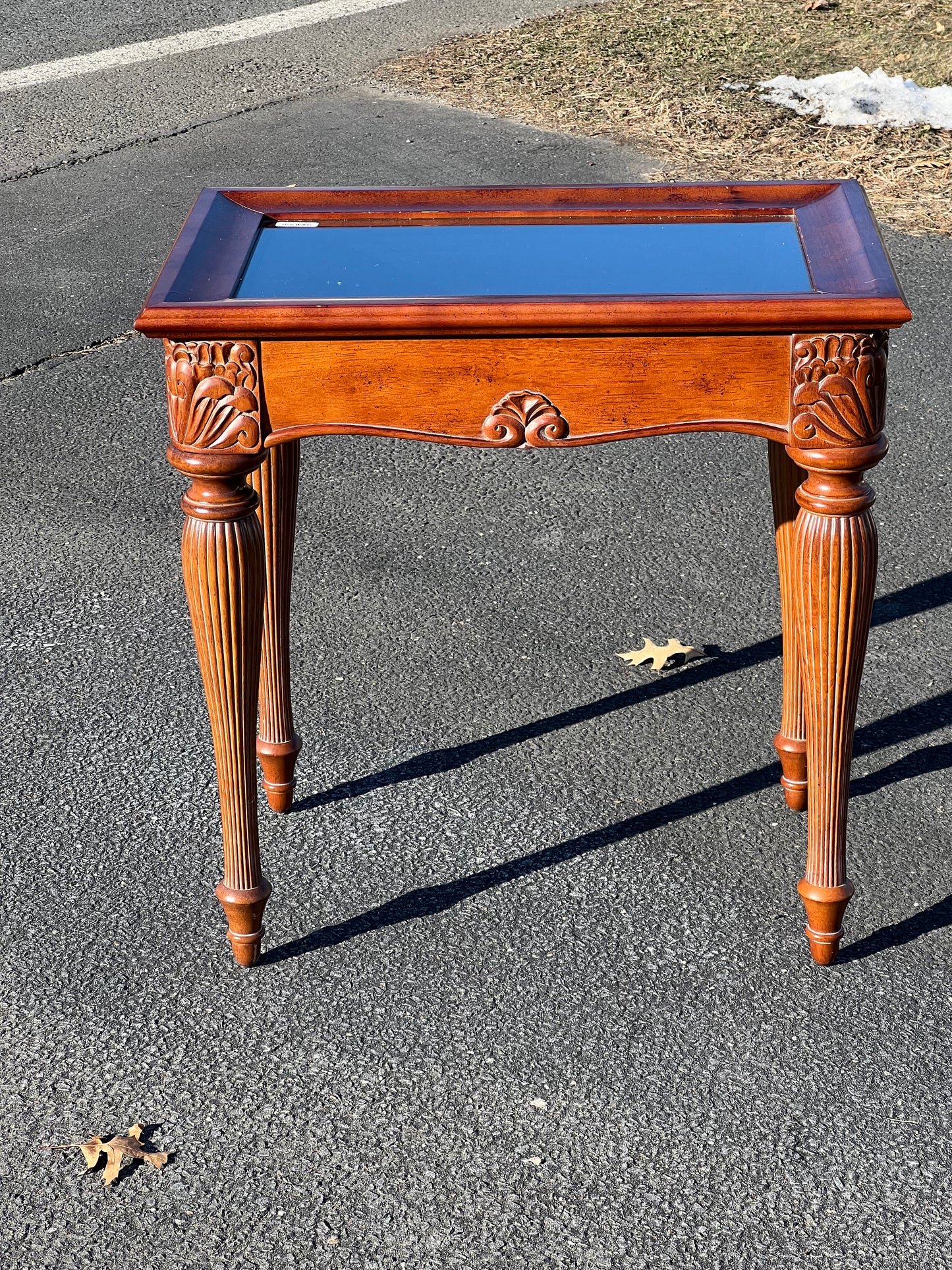 Vintage French Style End Table with Glass Showcase