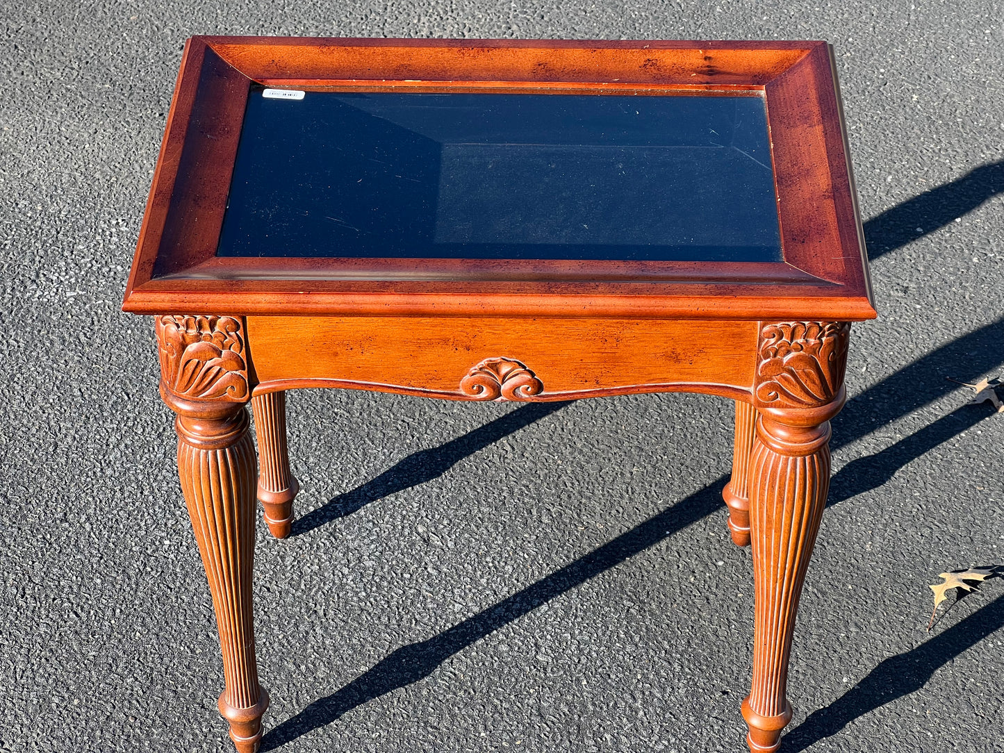 Vintage French Style End Table with Glass Showcase