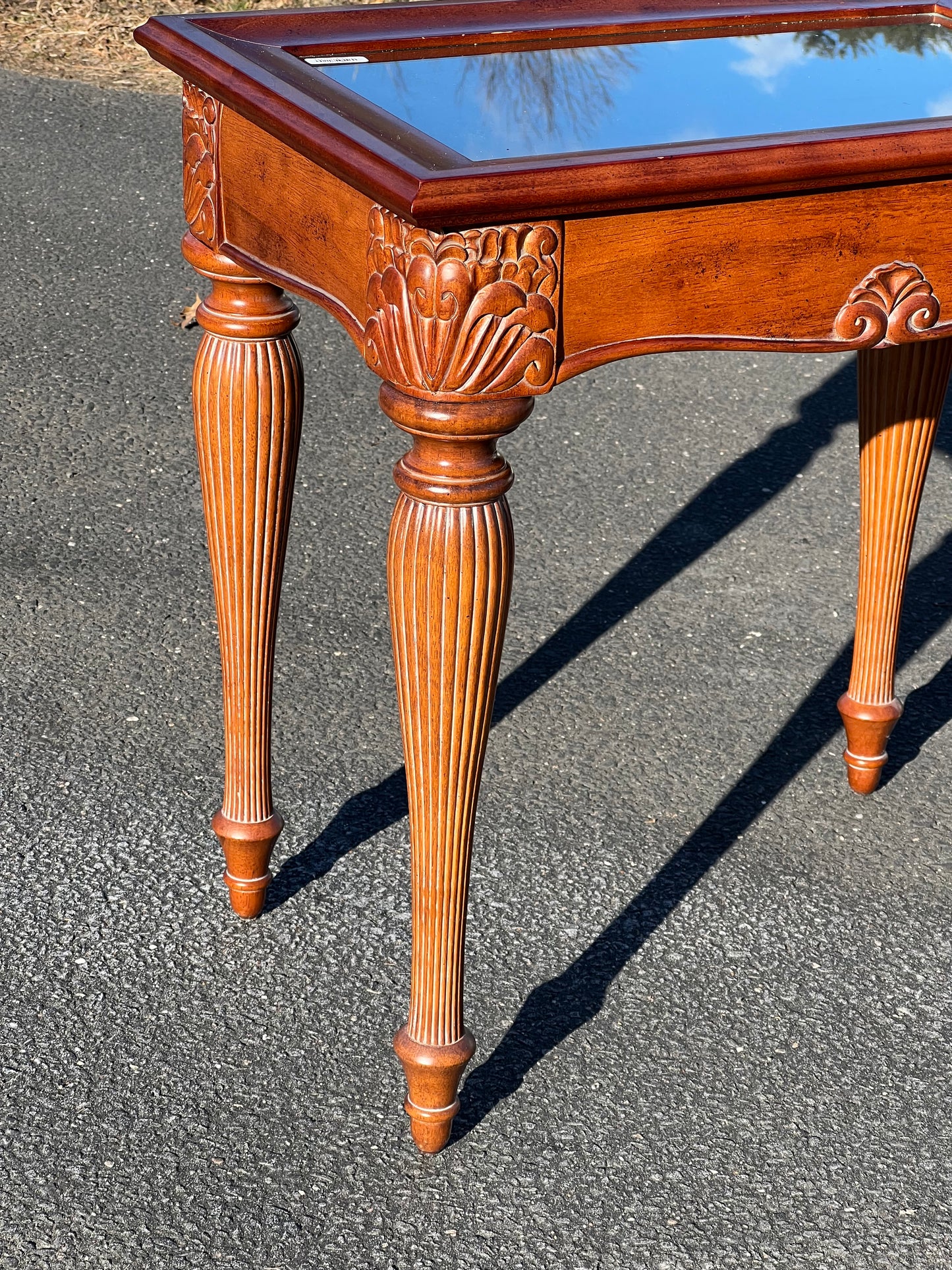 Vintage French Style End Table with Glass Showcase