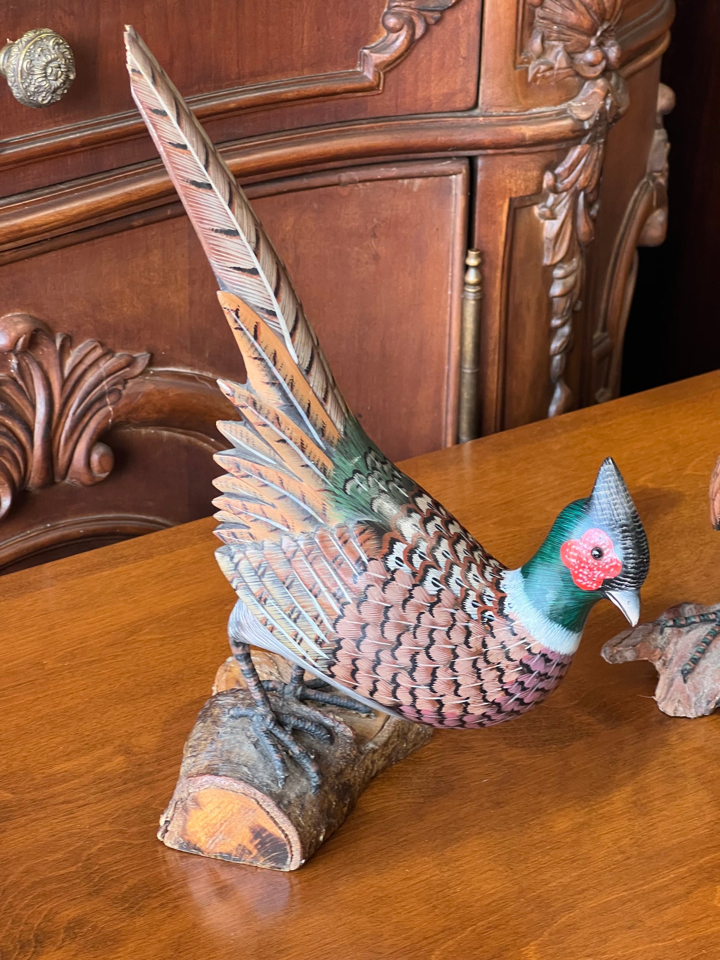 Pair of Hand Carved Pheasants