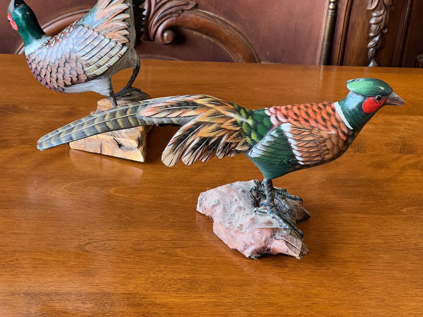 Pair of Hand Carved Pheasants