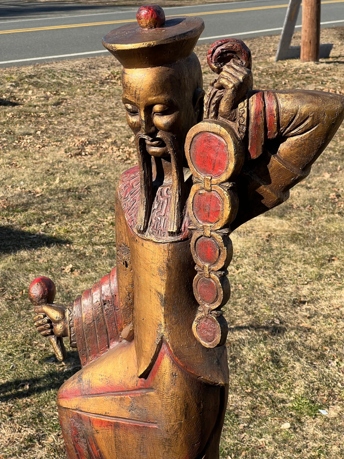 Vintage 5’ Tall Chinese Sage Statue