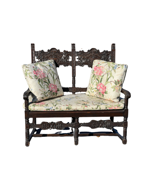 Great 19th Century Antique Renaissance Revival Carved Oak Settee