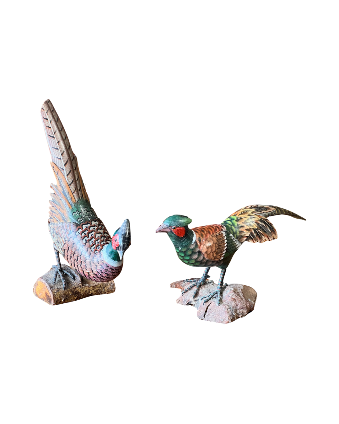 Pair of Hand Carved Pheasants