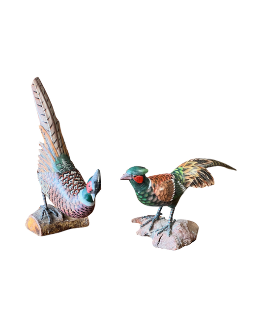 Pair of Hand Carved Pheasants