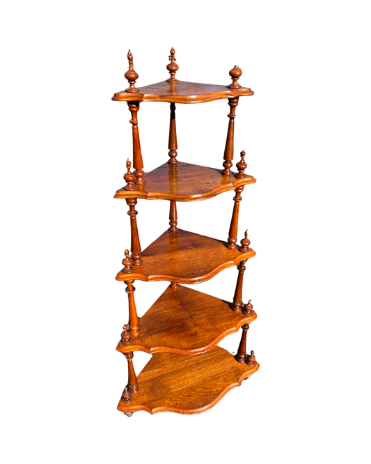 Antique Victorian Walnut Waterfall Corner Etagere