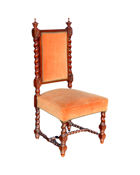 Antique Renaissance Revival Mahogany Barley Twist Parlor Chair c. 1850