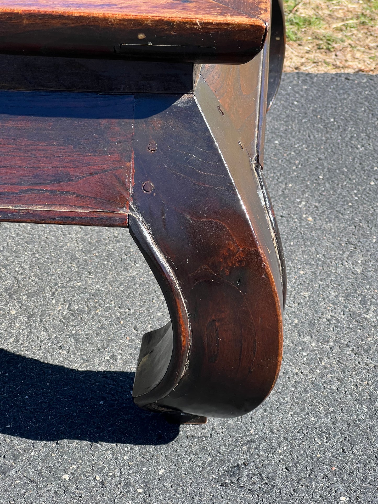 Antique Japanese Walnut and Bamboo Tea Table