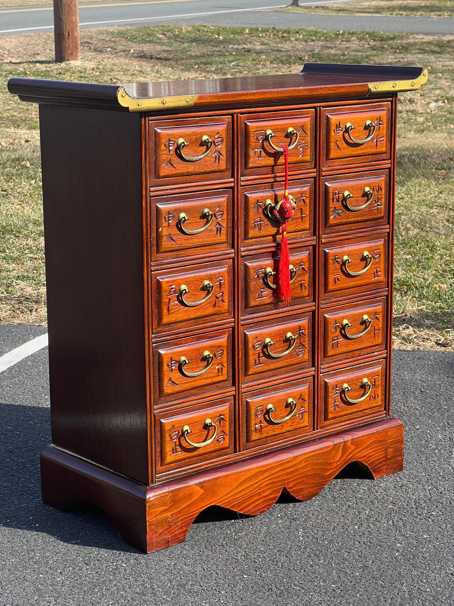 Vintage Asian Walnut Multidrawer Apothecary