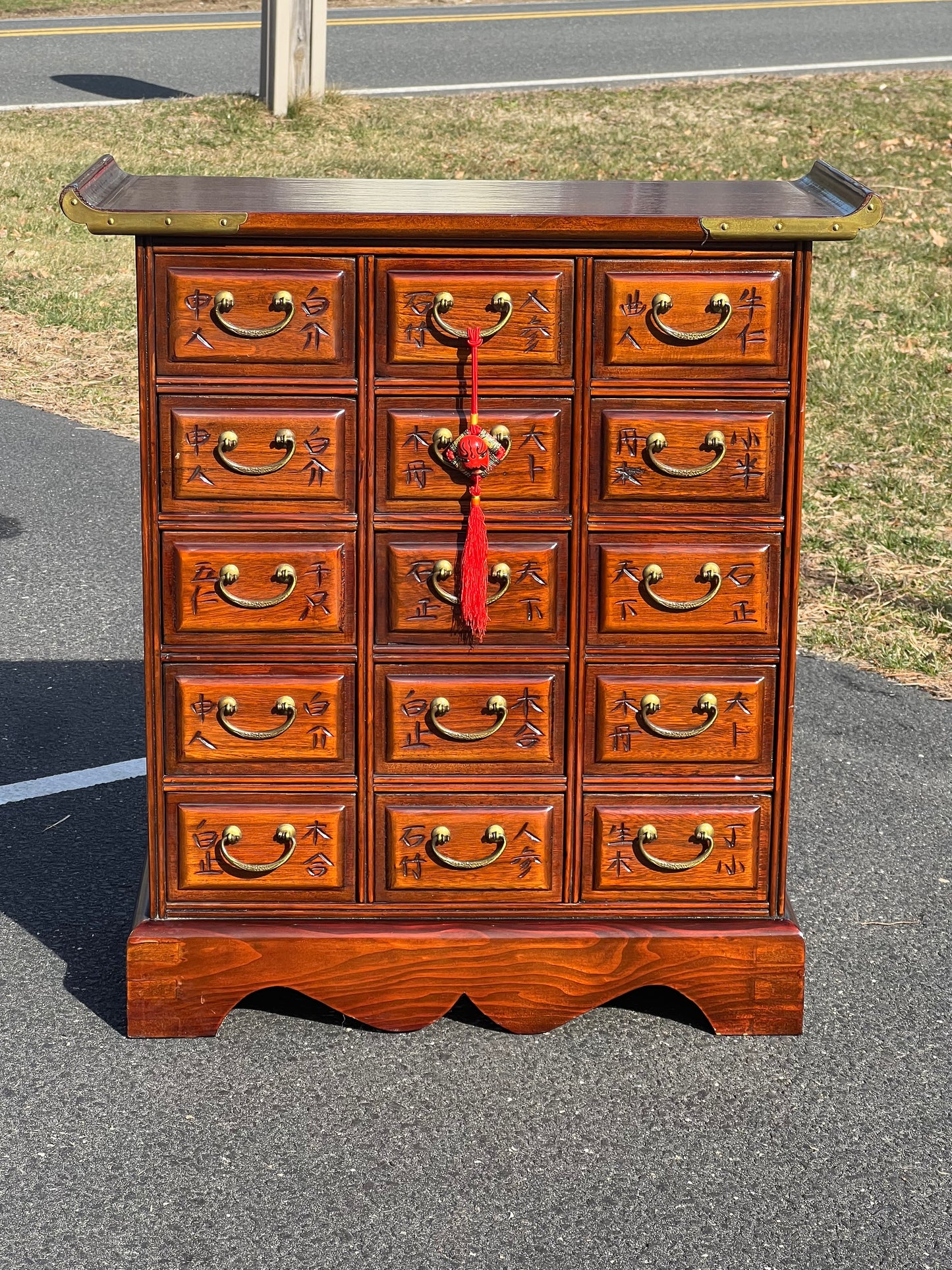 Vintage Asian Walnut Multidrawer Apothecary