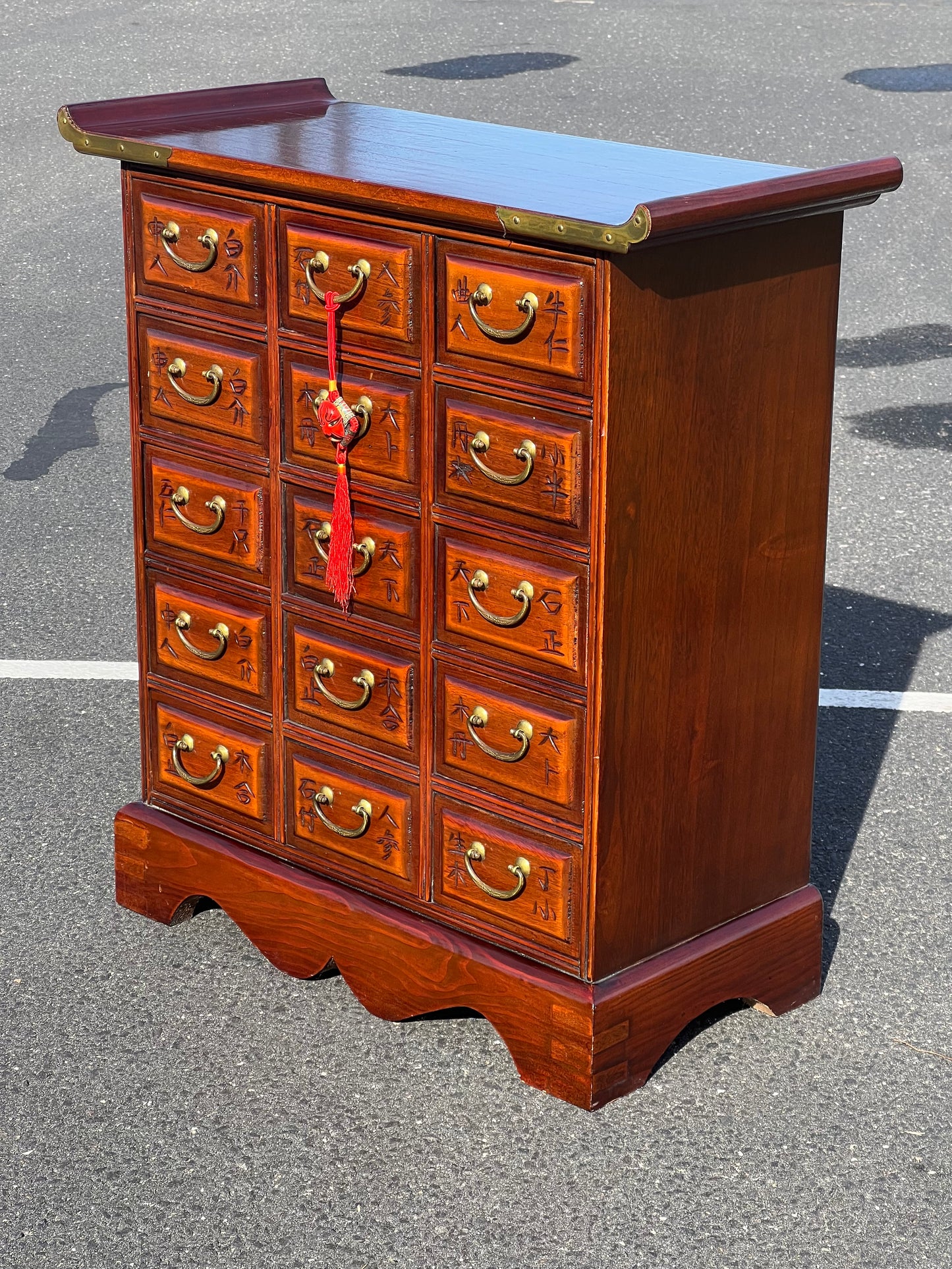 Vintage Asian Walnut Multidrawer Apothecary