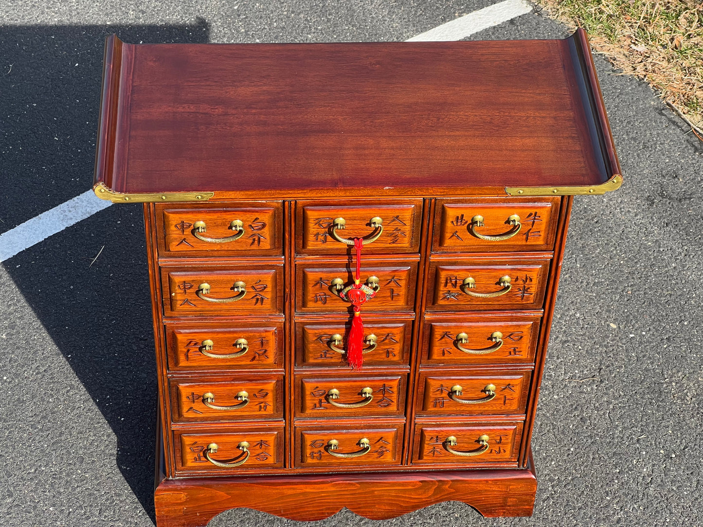 Vintage Asian Walnut Multidrawer Apothecary