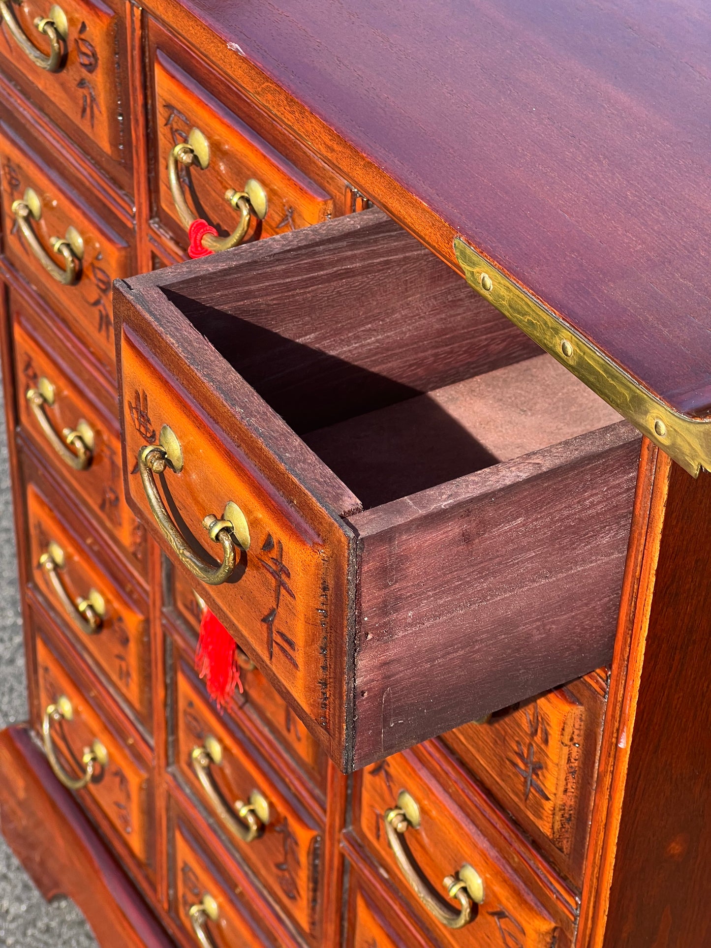 Vintage Asian Walnut Multidrawer Apothecary