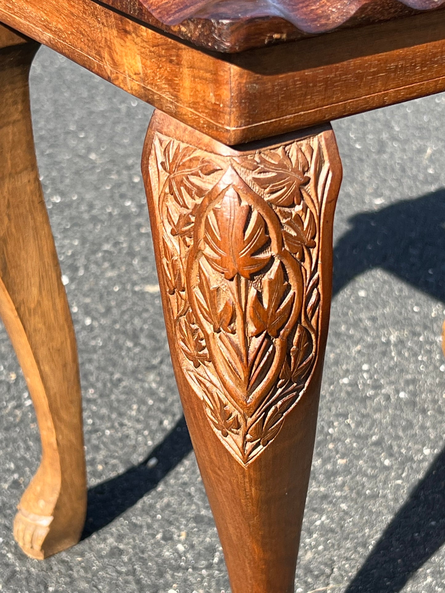 Vintage Hand Carved Asian Fruitwood Nesting Tables