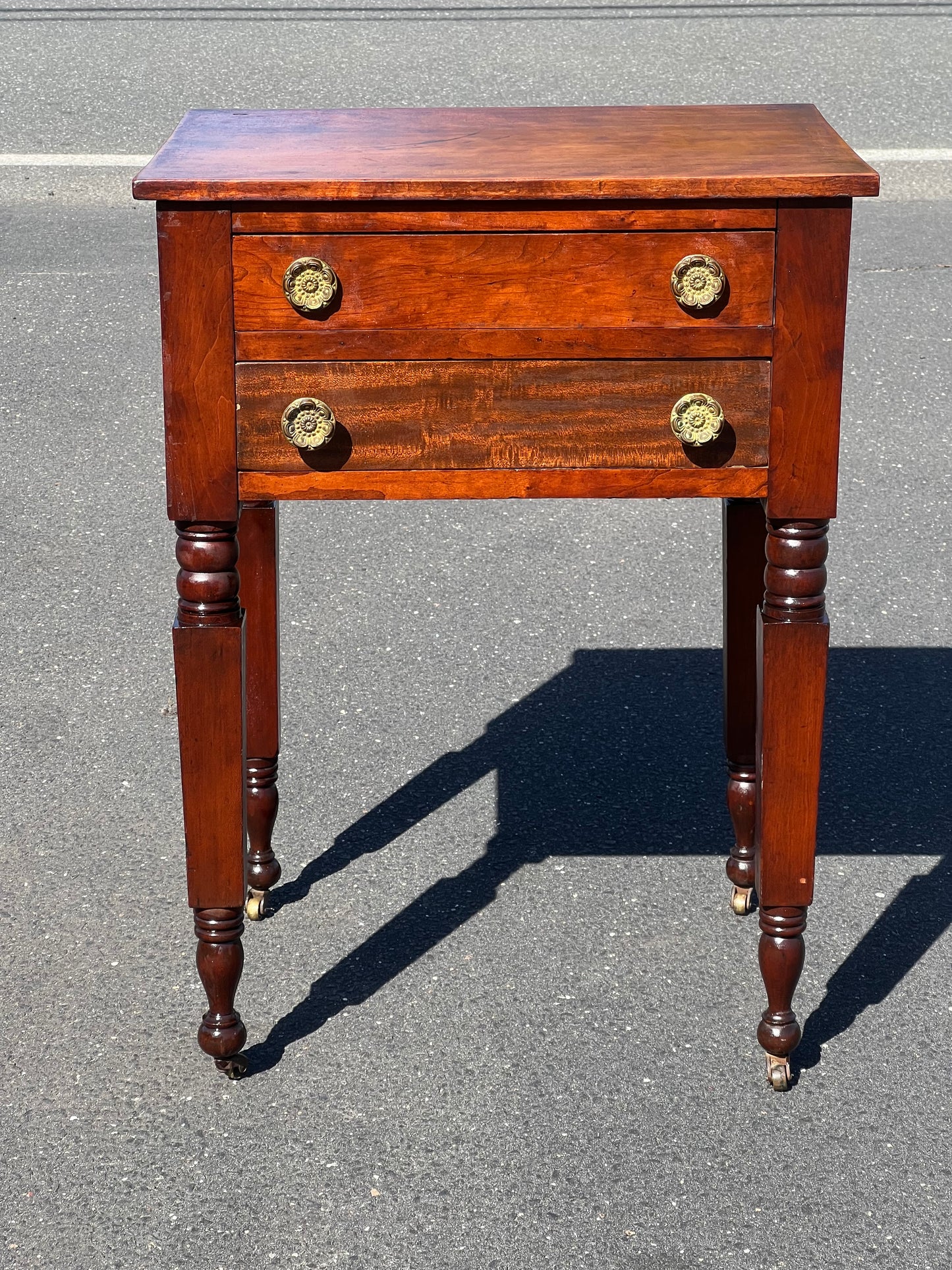 Antique New York Sheraton Two Drawer Stand c. Early 19th Century