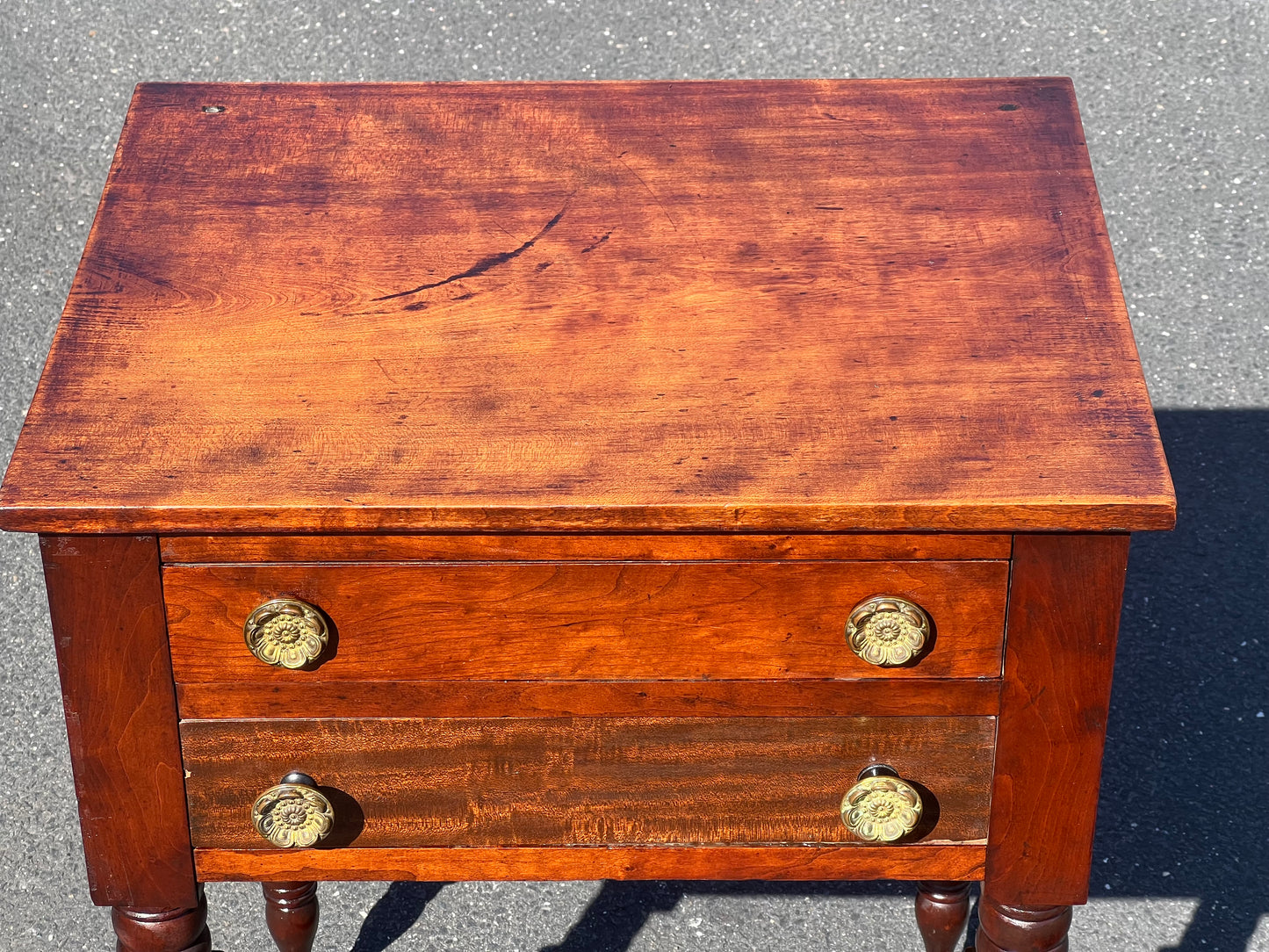 Antique New York Sheraton Two Drawer Stand c. Early 19th Century