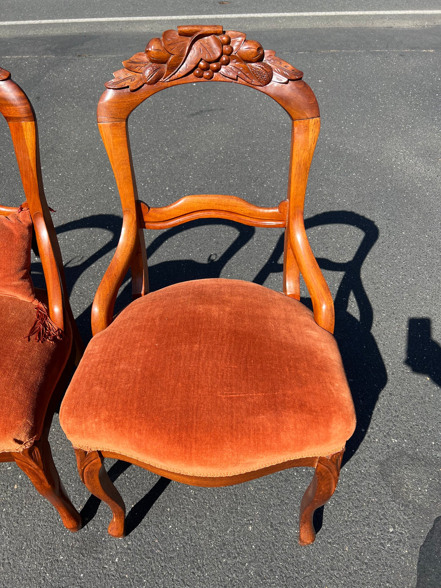 Four Great Mahogany Victorian Side Chairs with Red Upholstered Seats