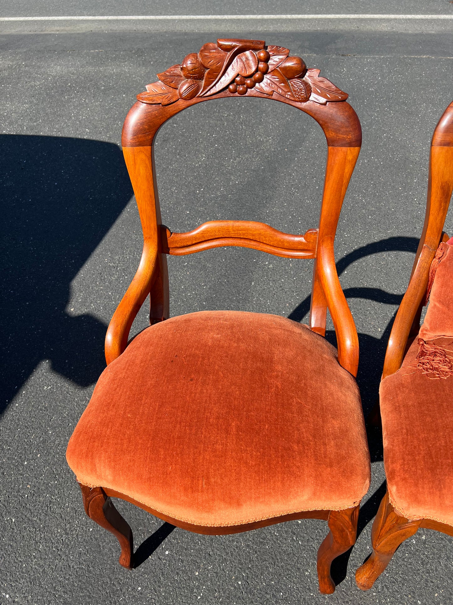 Four Great Mahogany Victorian Side Chairs with Red Upholstered Seats