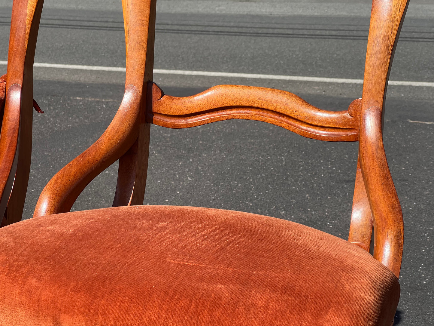 Four Great Mahogany Victorian Side Chairs with Red Upholstered Seats