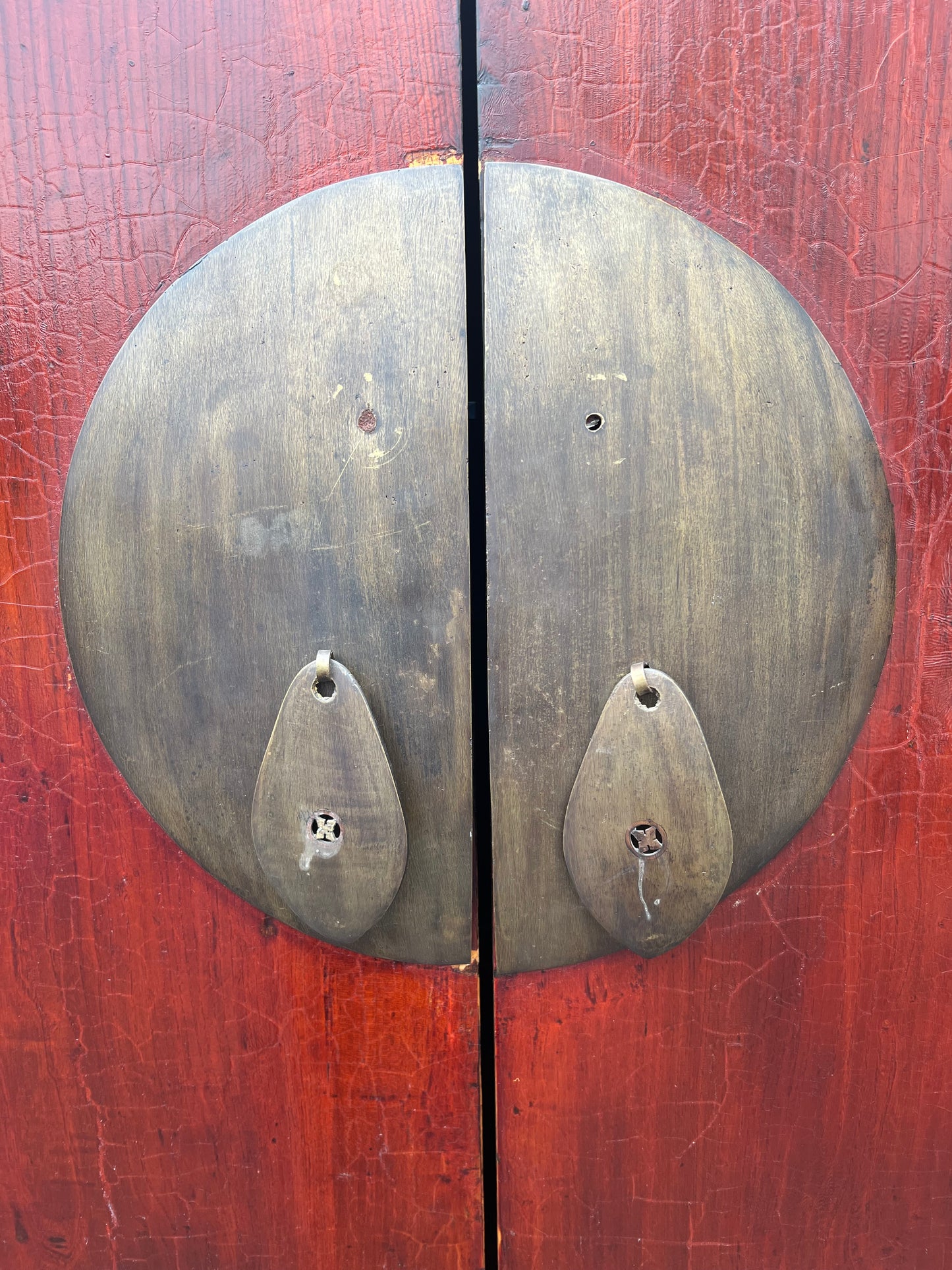 Large Vintage Chinese Cabinet with Foo Dog Carvings