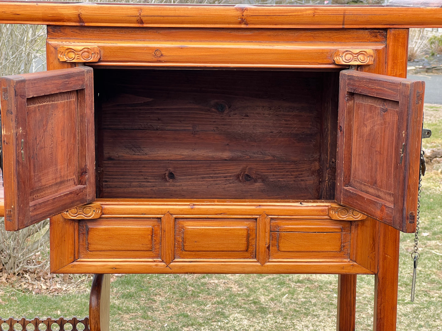 Vintage Asian Pine Etagere Display Cabinet