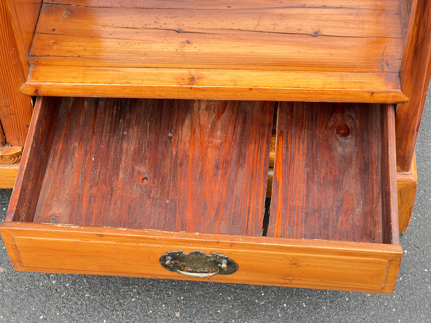 Vintage Asian Pine Etagere Display Cabinet