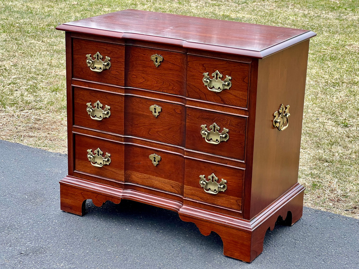 Vintage Solid Cherry Three Drawer Silver Cabinet by Pennsylvania House