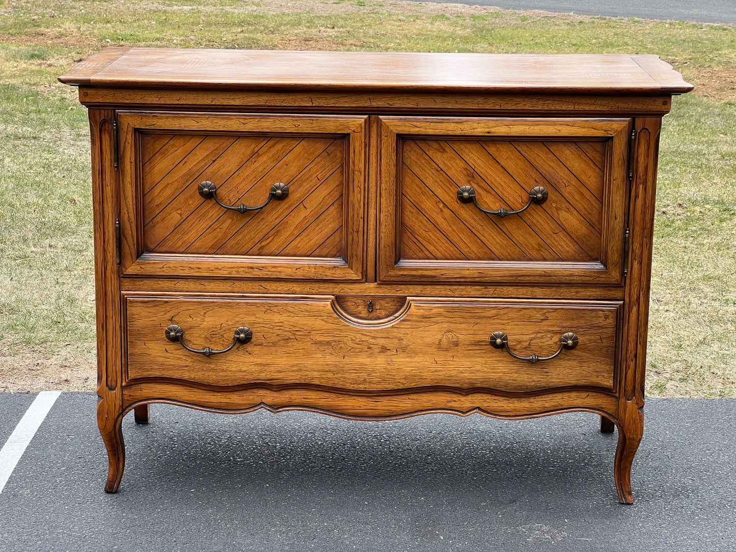 Vintage French Provincial Style Oak Buffet Server