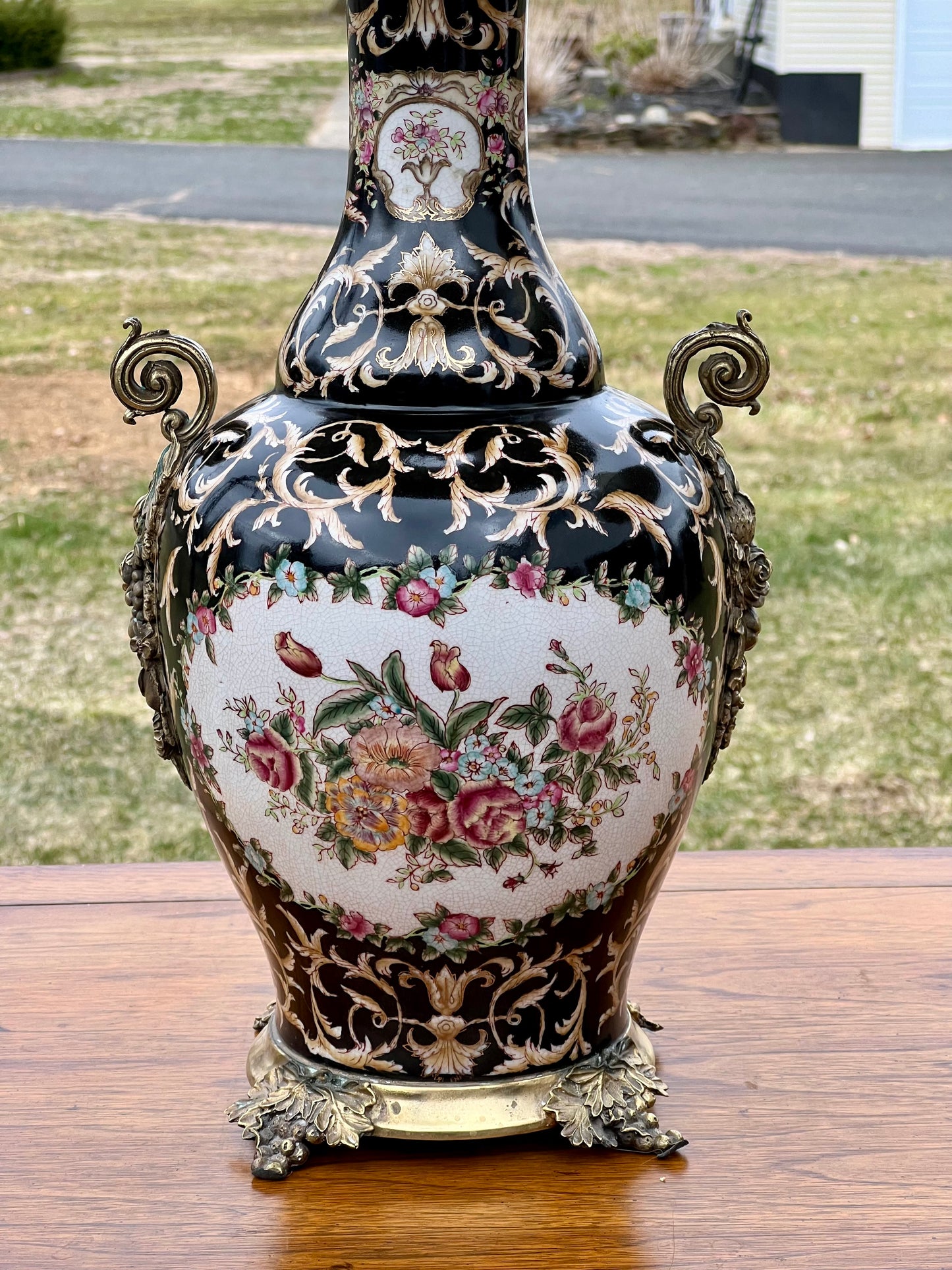 Pair of Vintage Porcelain Urn Lamps by Feather Light Lamp