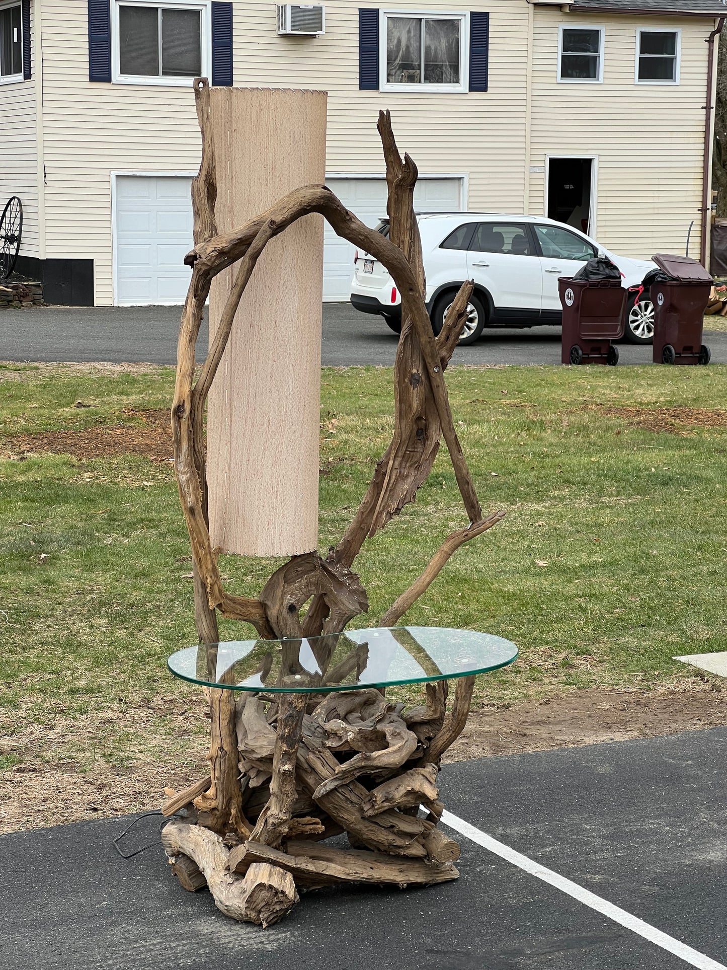 Mid-Century Driftwood Lamp Table