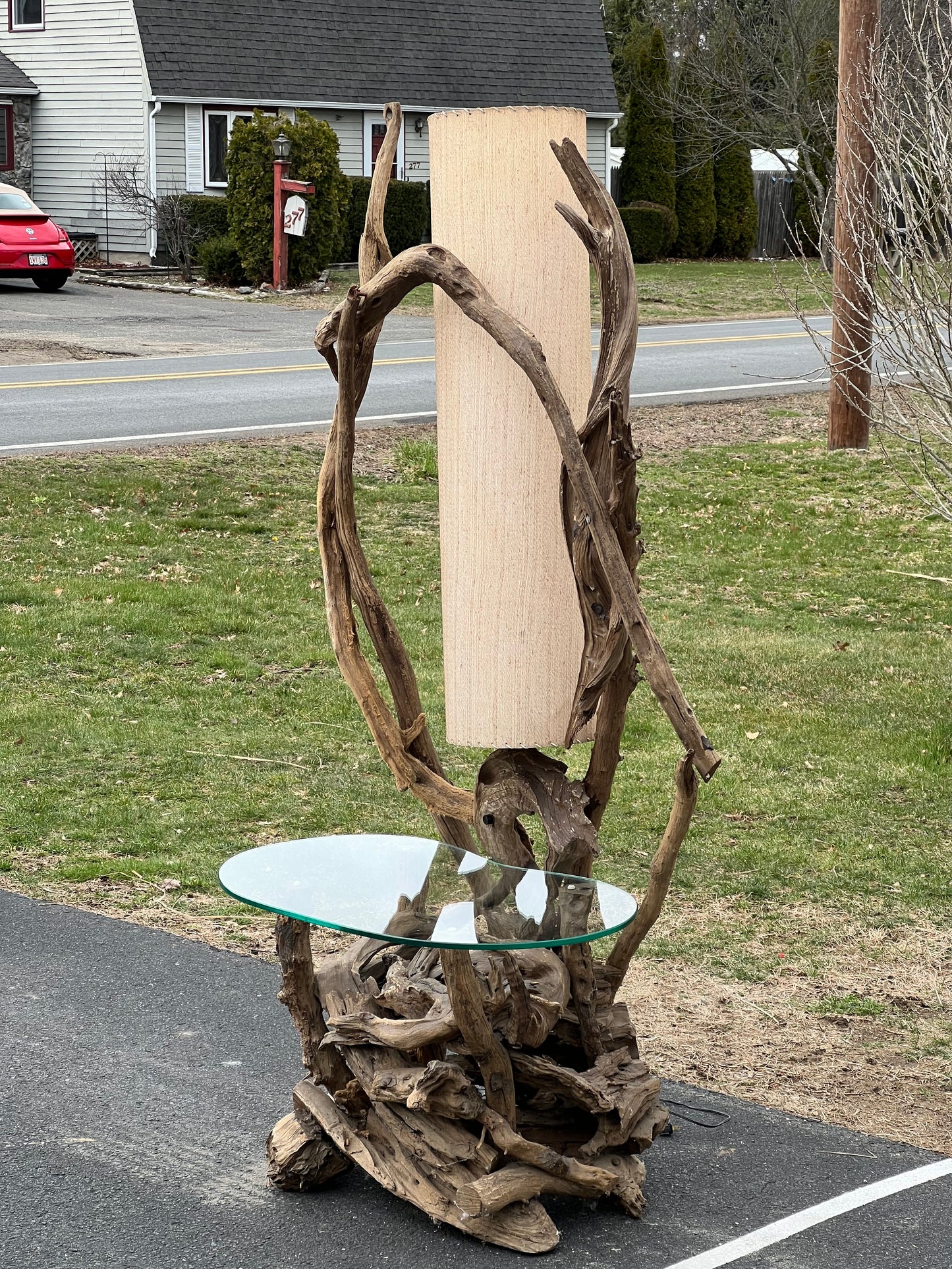 Mid-Century Driftwood Lamp Table