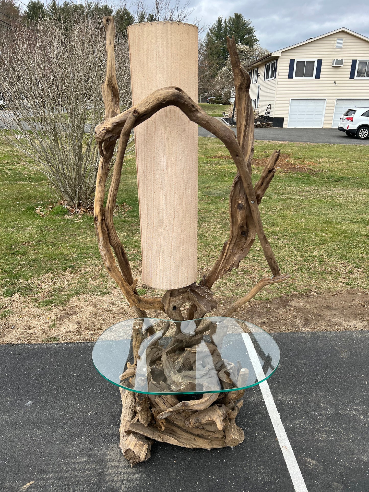 Mid-Century Driftwood Lamp Table