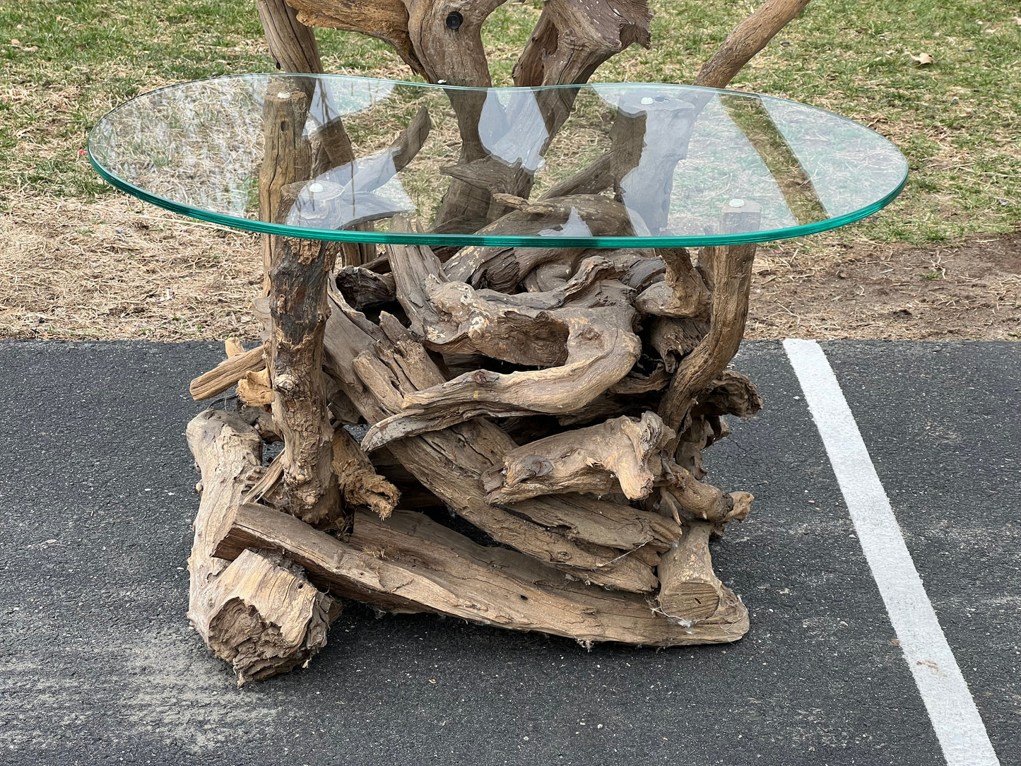 Mid-Century Driftwood Lamp Table