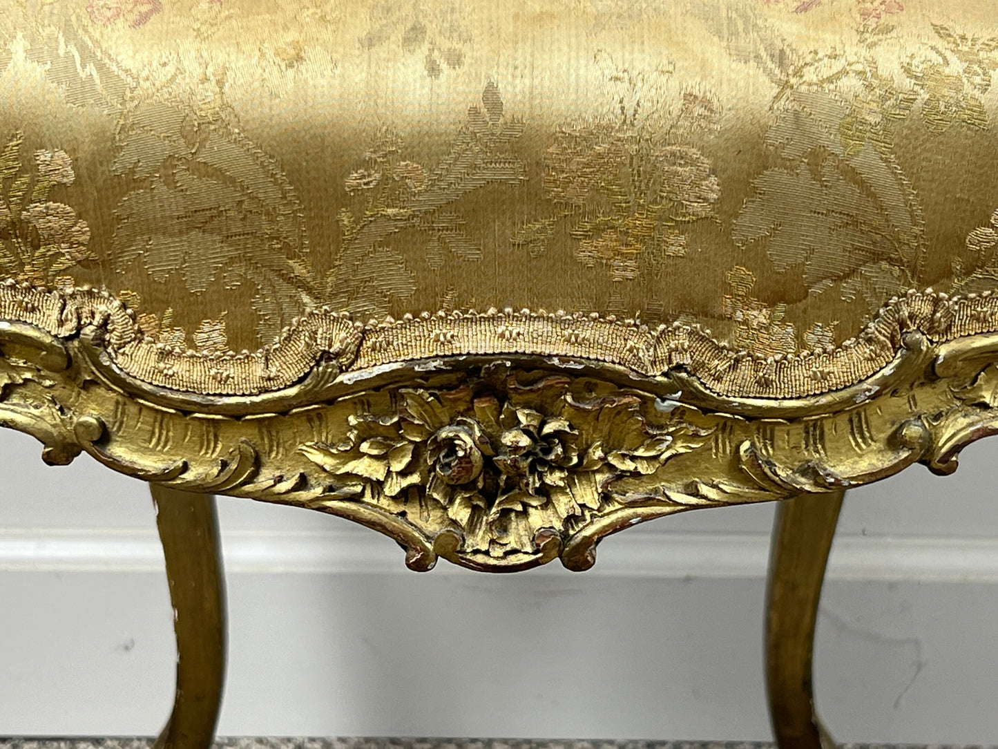 Antique French Louis XVI Gilt Side Chair with Porcelain Medallions