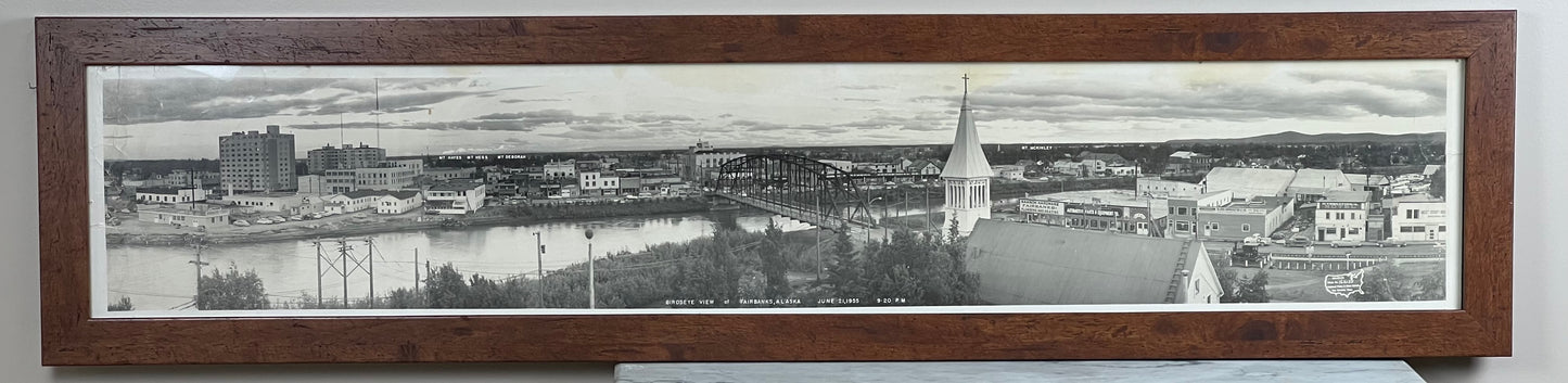 Framed Panoramic Photograph of Fairbanks Alaska c. 1955