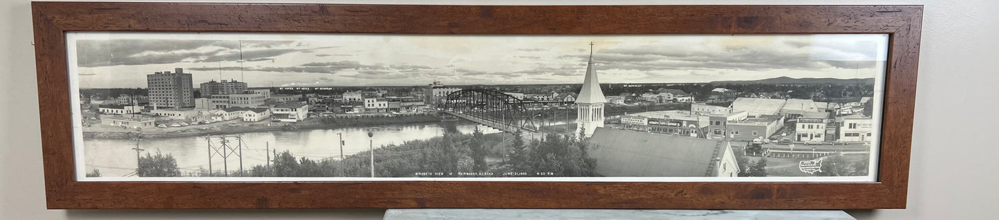 Framed Panoramic Photograph of Fairbanks Alaska c. 1955