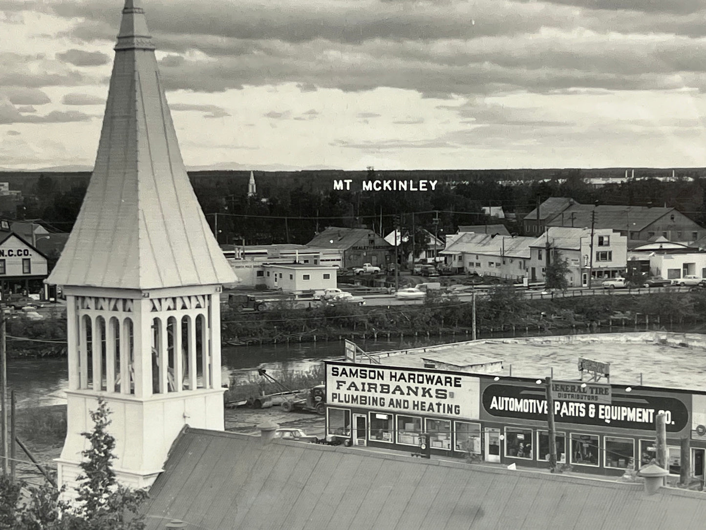 Framed Panoramic Photograph of Fairbanks Alaska c. 1955