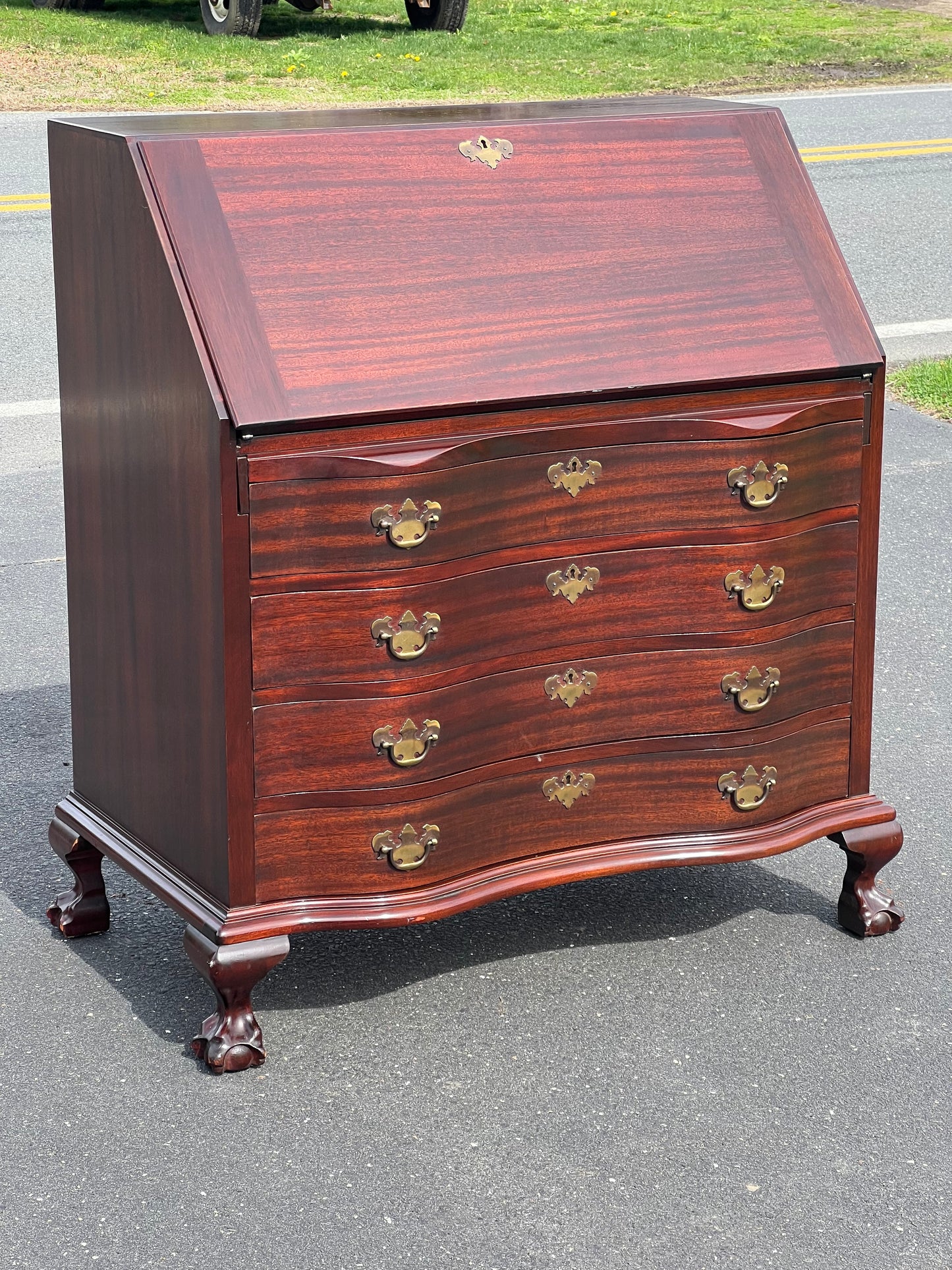 Vintage Solid Mahogany Governor Winthrop Slant Front Secretary by Maddox