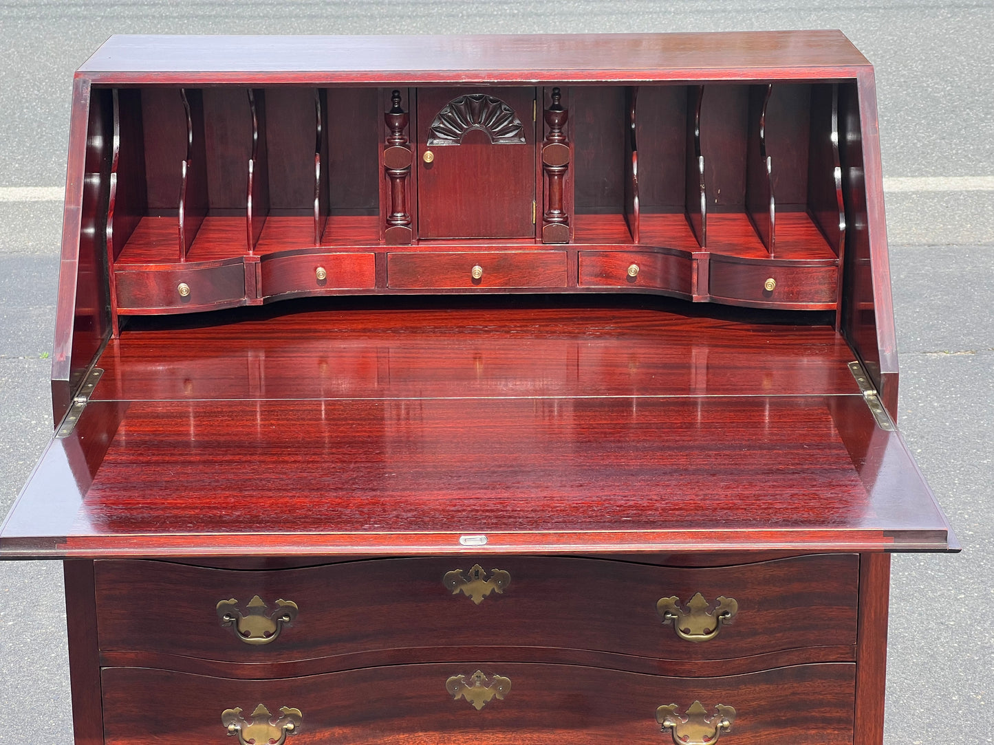 Vintage Solid Mahogany Governor Winthrop Slant Front Secretary by Maddox