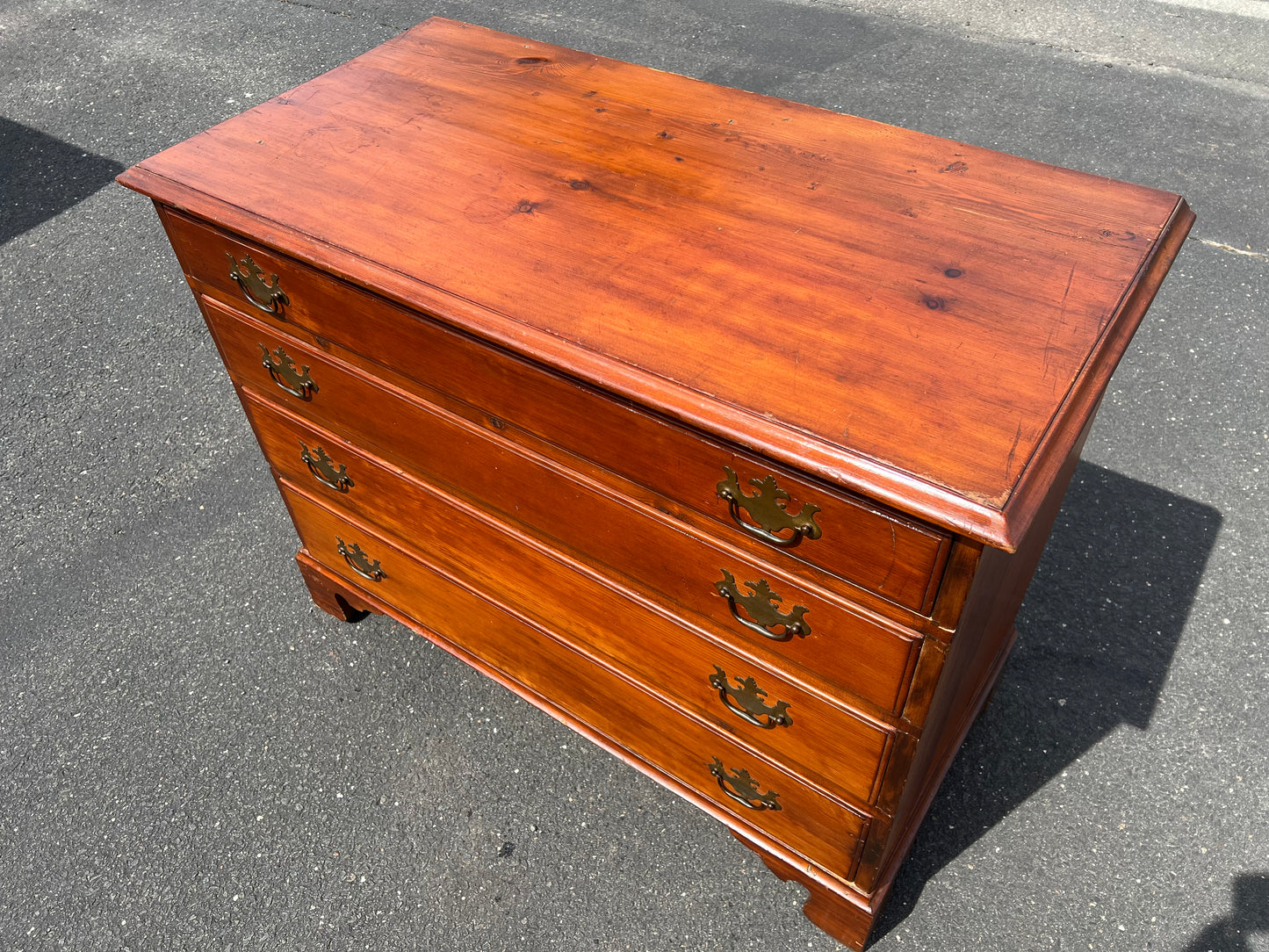 Antique Chippendale Pine Four Drawer Chest with Graduated Drawers