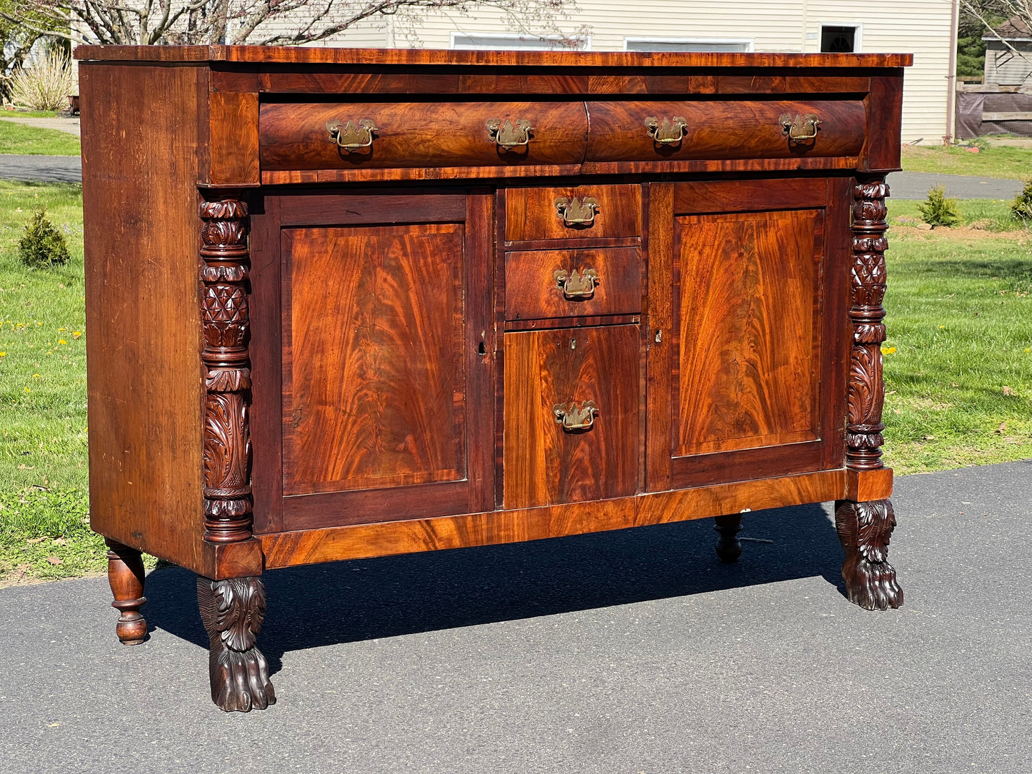 Antique Federal Period Mahagony Paw Foot Sideboard c. 1830